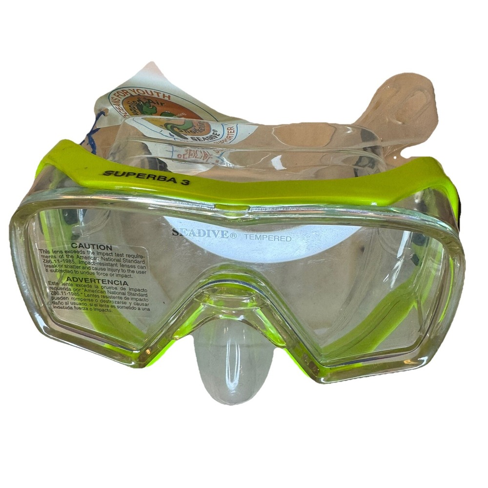 SeaDive Superba 3 Yellow Adjustable‎ HD Divers Snorkel Mask with Case New W Tags